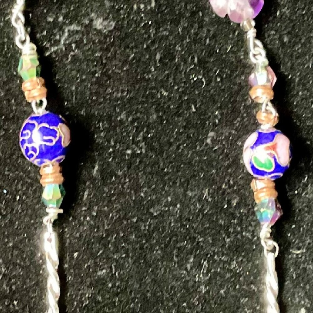 8” rhodium over silver, genuine amethyst bracelet/anklet - Picture 3 of 4